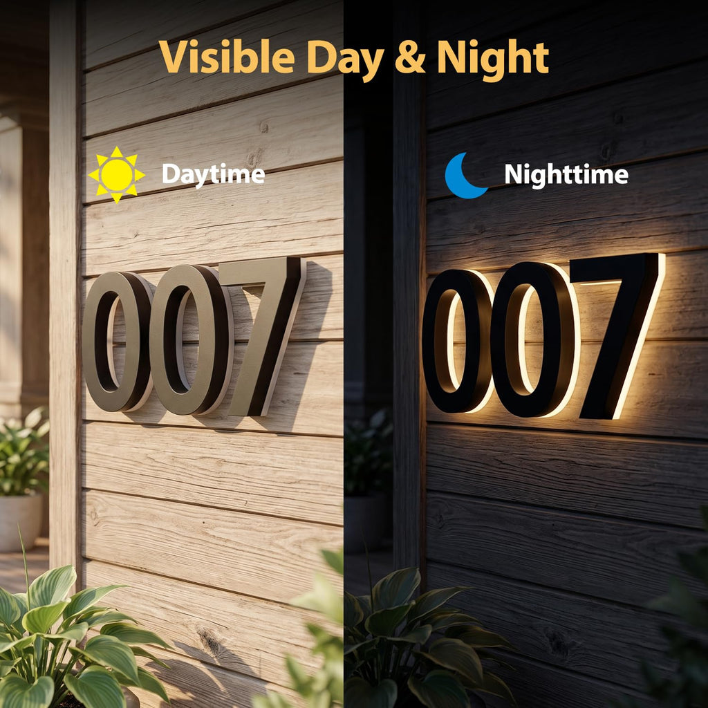 Custom LED House Numbers, Solar or Plug-in Powered Address Signs s