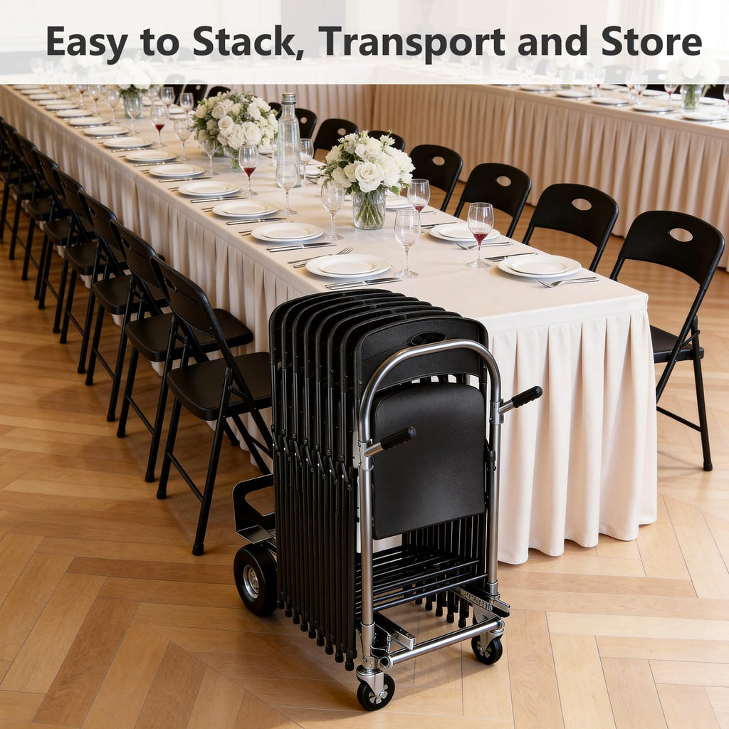 Folding Chairs 10 Pack, Outdoor Plastic Sturdy Metal Folding Chairs for Outside Indoor, Portable 350 lbs Capacity