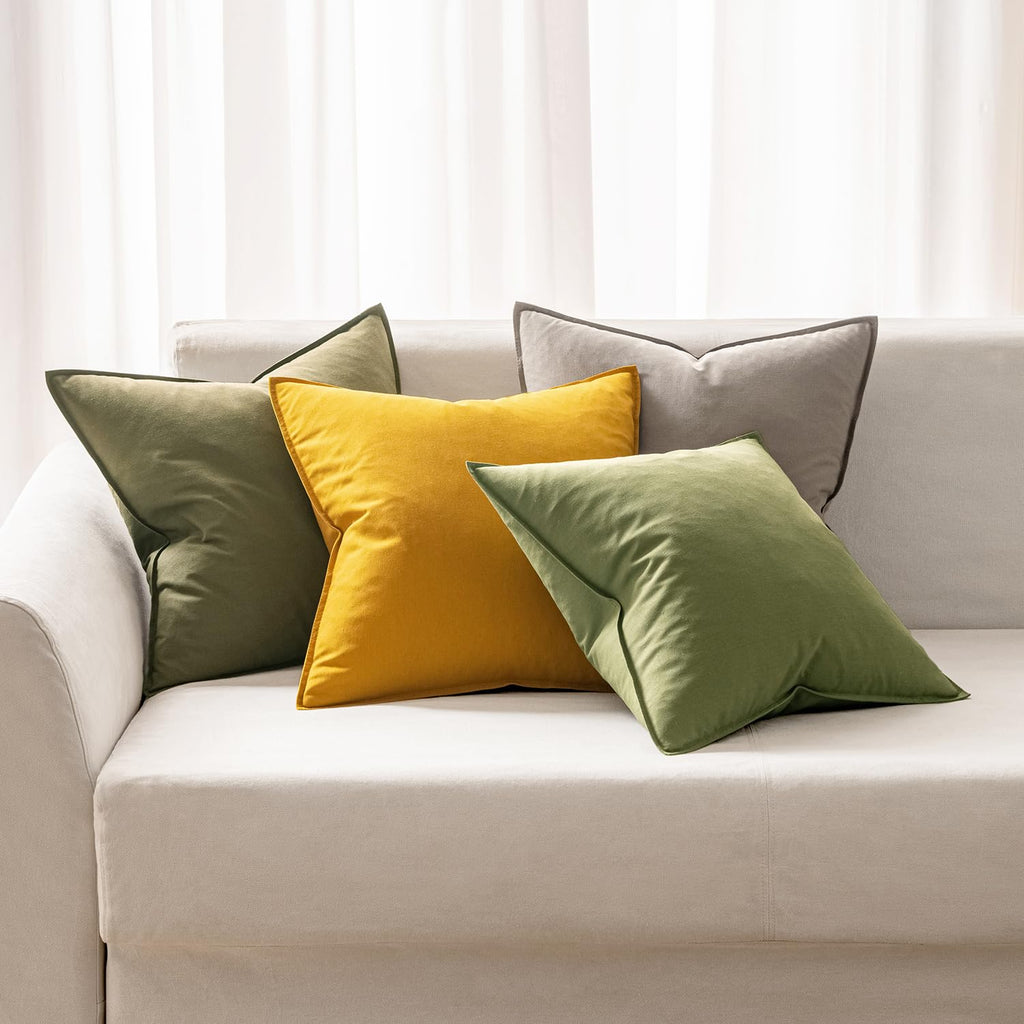 Pack of 2 Decorative Linen Pillow Covers 20x20 Inch Sage Green