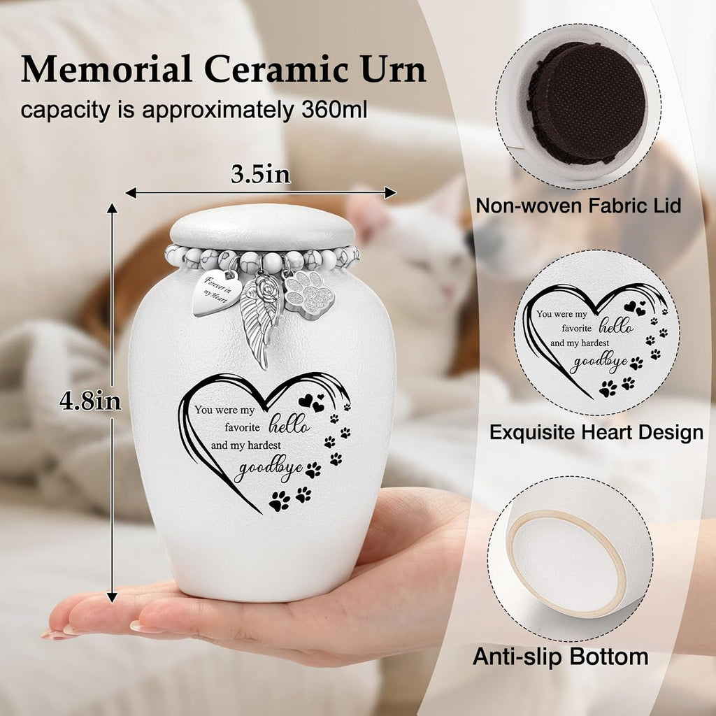 Pet Urns for Cats Dog Urns for Ashes 4.8" Pet Urn Ceramic Small Urns