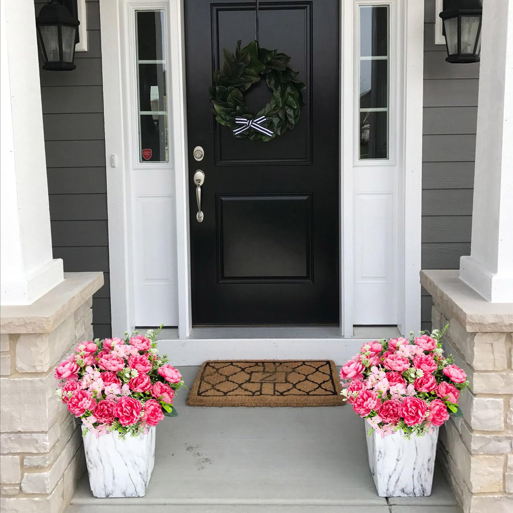 6 Bundles Peonies Artificial for Outdoors UV Resistant Faux Peony with Fake Silk for Outside Front Porch Garden