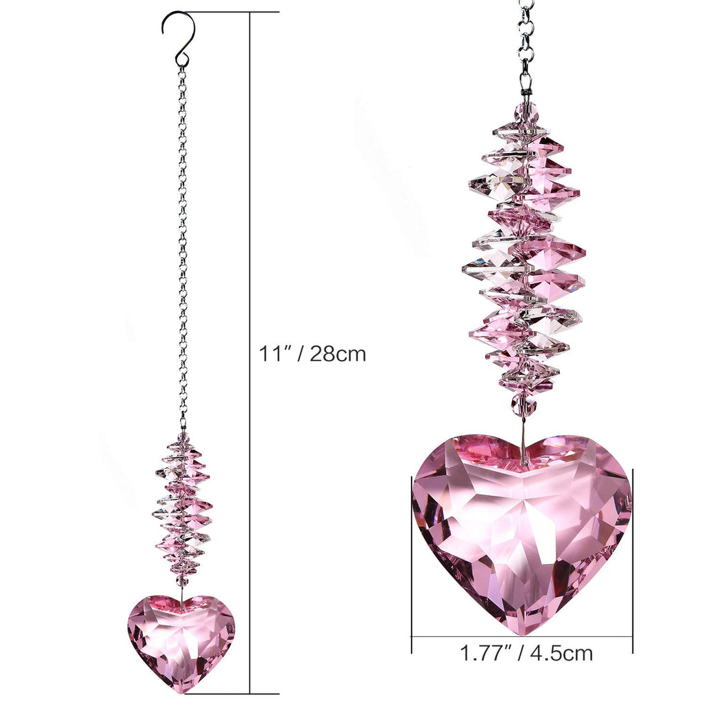 45mm Clear Glass Heart Crystal Ball Prism Pendant, Suncatcher for Windows, Outdoor Garden Hanging Décor, Gifts for