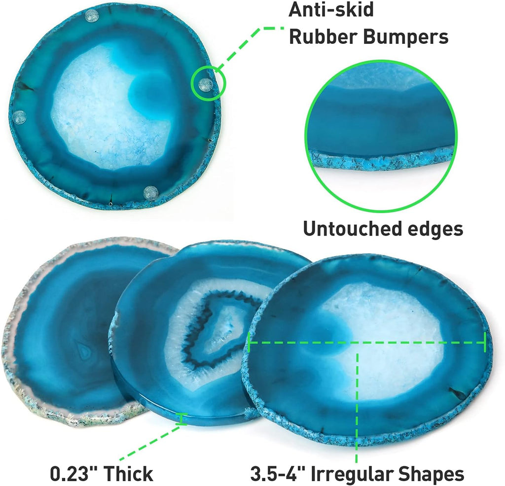 Blue Agate Coaster for Coffee Table - Set of 4