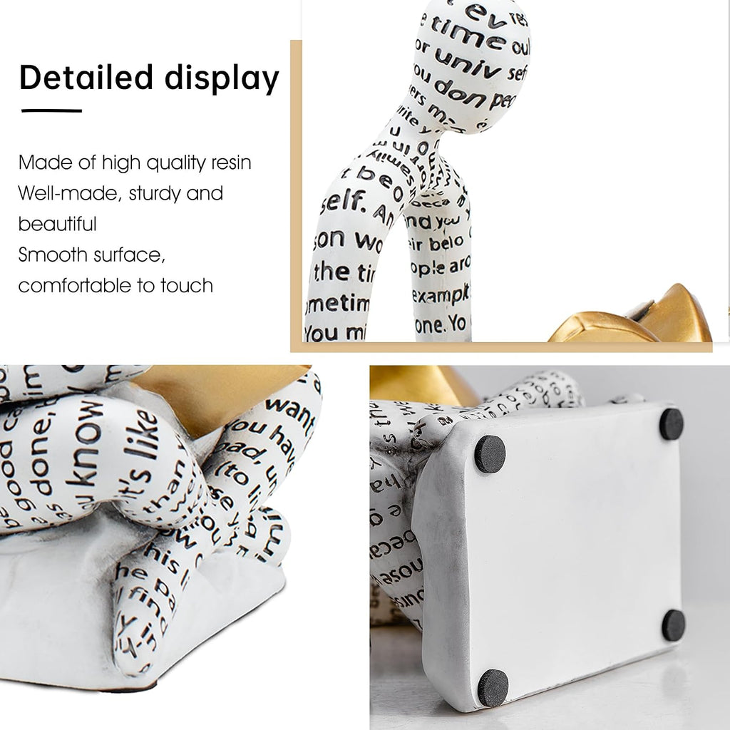 Thinker Bookends for Shelves, Decorative Book Ends, Heavy Duty Book Stoppers Bookshelf Decoration, Modern Aesthetic