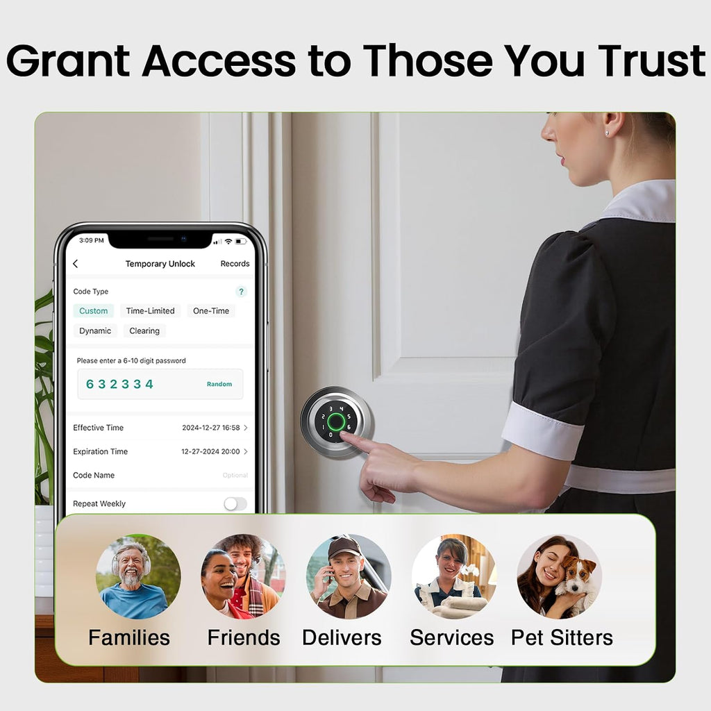 Fingerprint Door Lock, 4 in 1 Smart Fingerprint Door Knob with Keypad, App Control, Auto Lock, Biometric Door Knob
