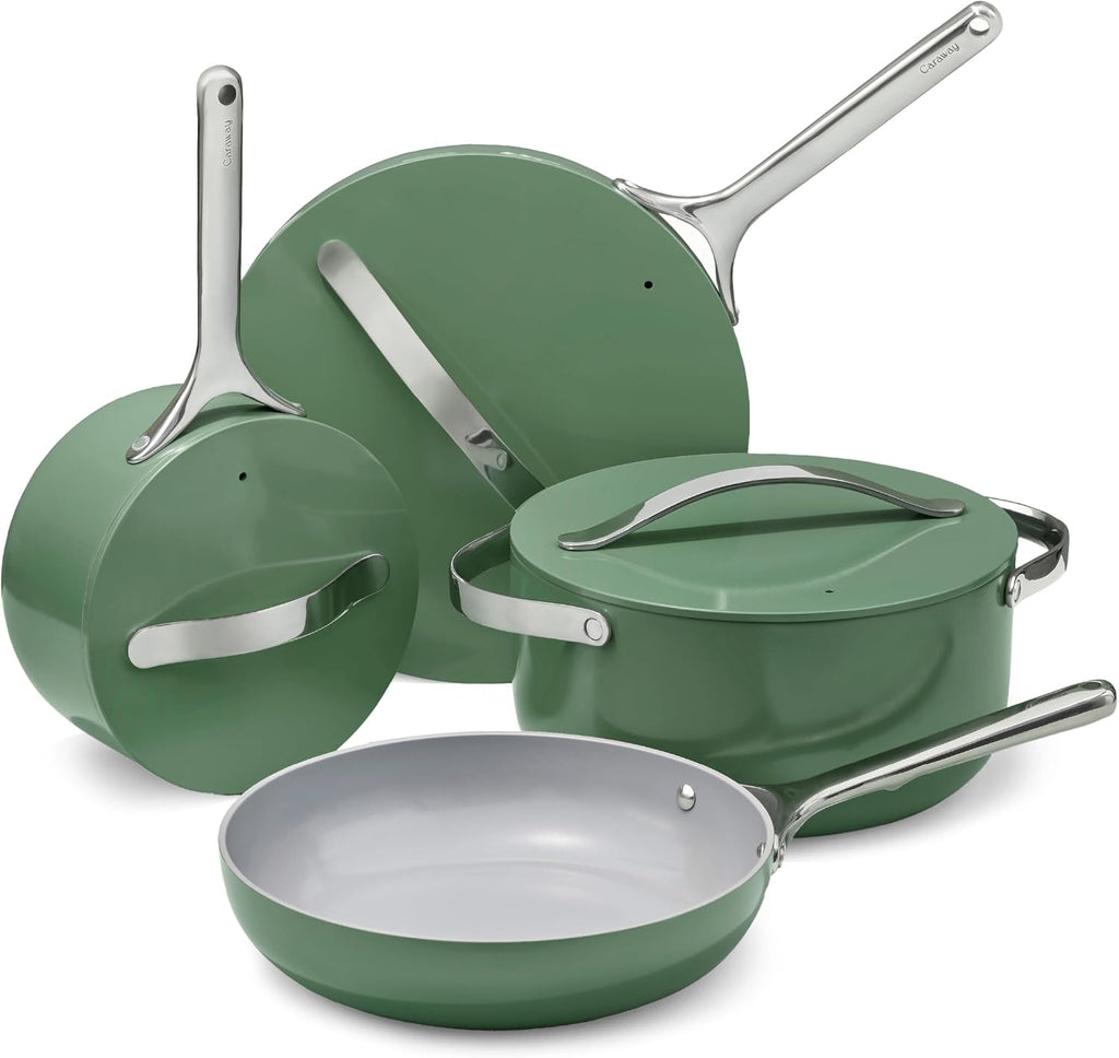 12-Piece Non-Stick Ceramic Cookware Set | Pots, Pans, Lids and Kitchen Storage, PFAS and PFOA Free, Oven Safe Pan Set