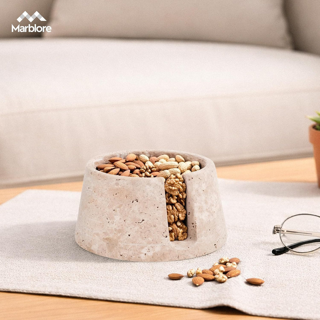 Coaster Travertine 4" Dia Stone Drink Coasters Heat Resistant Cup Coasters for Coffee Table Home Office & Bar Decor