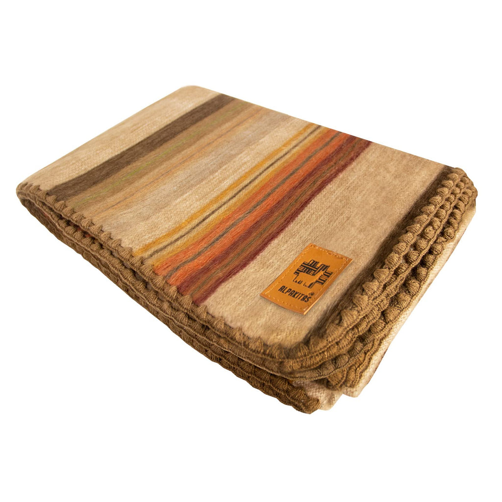 70% Alpaca Wool Blanket, Twin Size Blanket, Brown