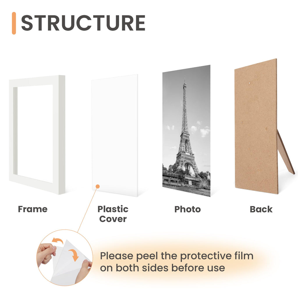 Picture Frames Set of 10, Including 8x10, 5x7, 4x6 White Frame