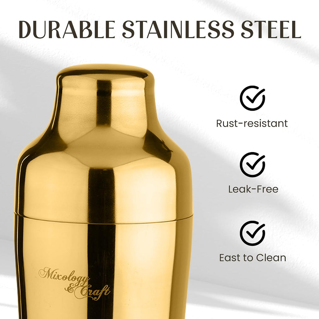 Cocktail Shaker Set with Dark Bamboo Stand - Professional 10-Piece Bartender Kit - Complete Bar Set & Cocktail Mixer - Set of 10