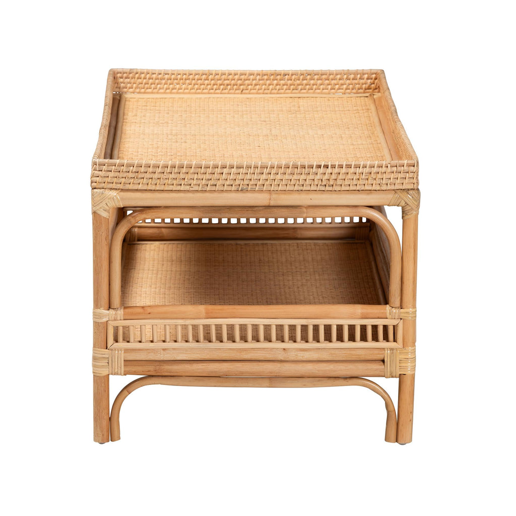 Lombok Modern Bohemian Natural Rattan Coffee Table