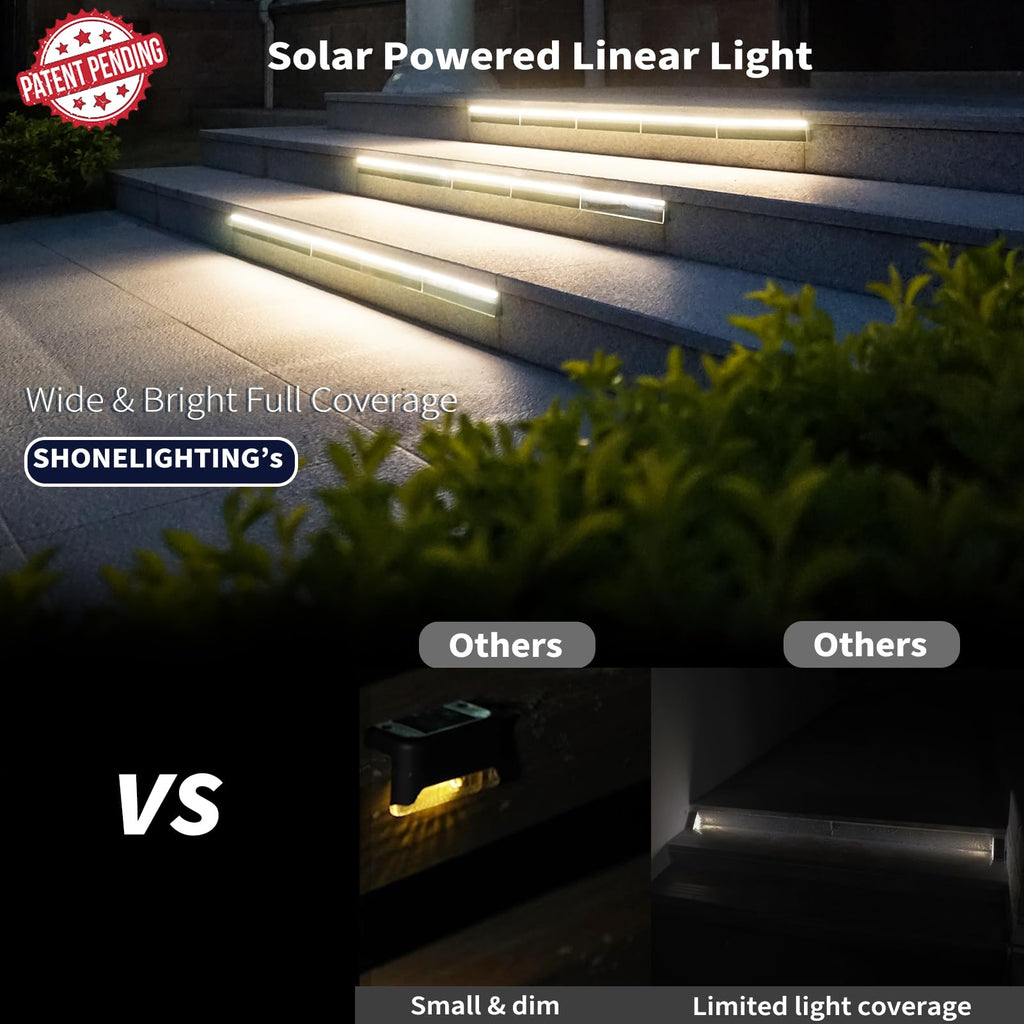Solar Step Lights Outside, 33 Focused LEDs, Stair Light, 8PK