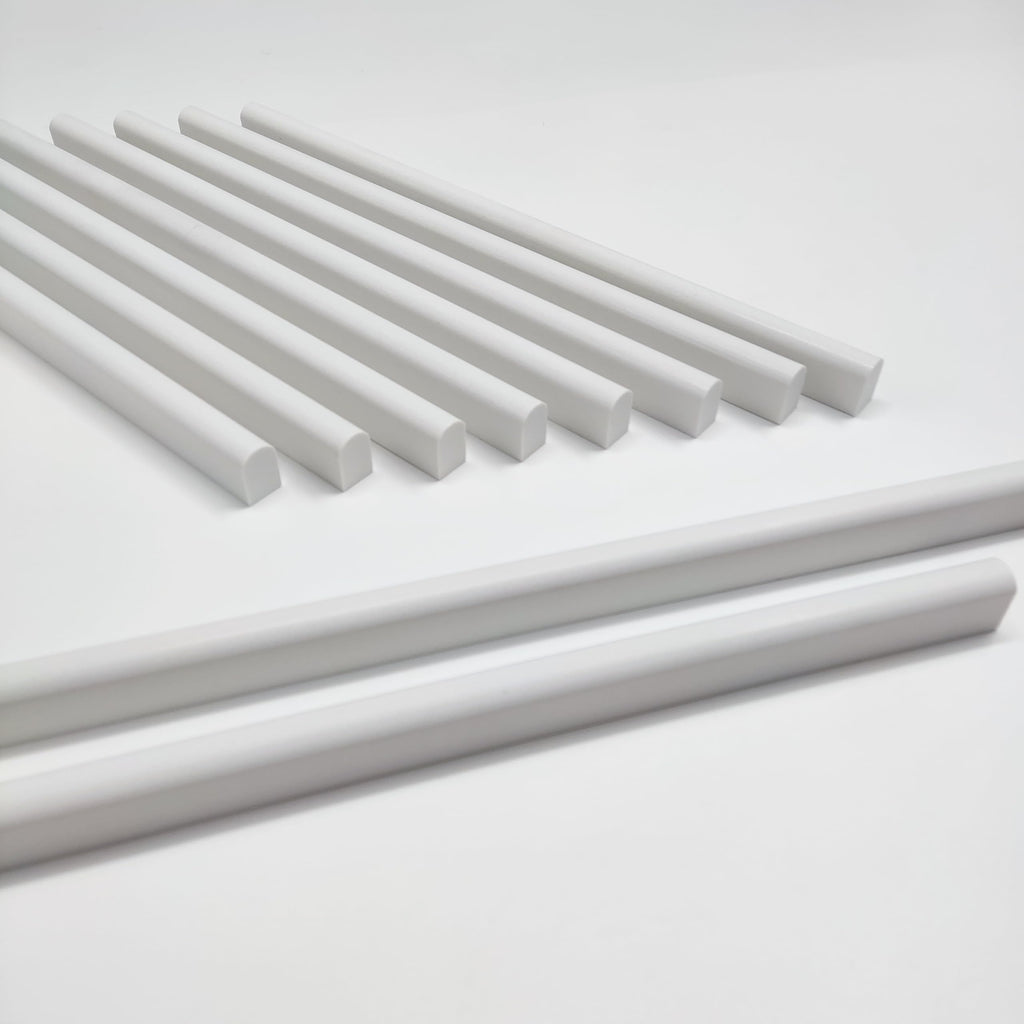 10 Pcs White Marble Pencil Tile, 12 Inch Edge Trim Matte Finish, Backsplash, Kitchen, Shower