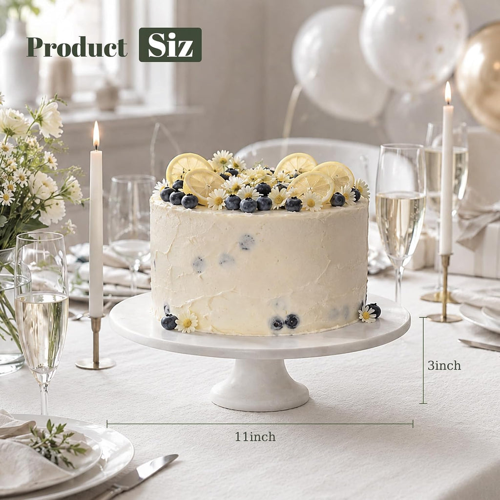 Natural Marble Cake Stand, 12" Round Cupcake Stand, Stone Dessert Display Pedestal Counter, Serving Platter
