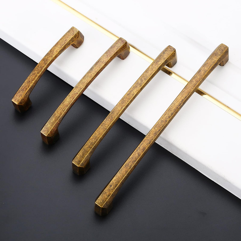 10 Pack Antique Brass Cabinet Pulls 4 Inch Kitchen Cabinet Handles Kitchen Handles for Cabinets Vintage Drawer Pulls