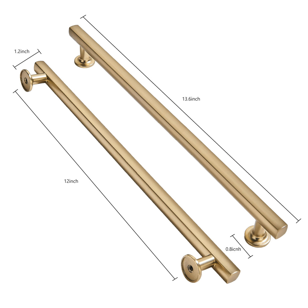 2 Pack 12 Inch(305mm) Brushed Brass Cabinet Pulls Kitchen Solid Heavy Duty Brushed Gold Cabinet Pulls Kitchen Cabinet