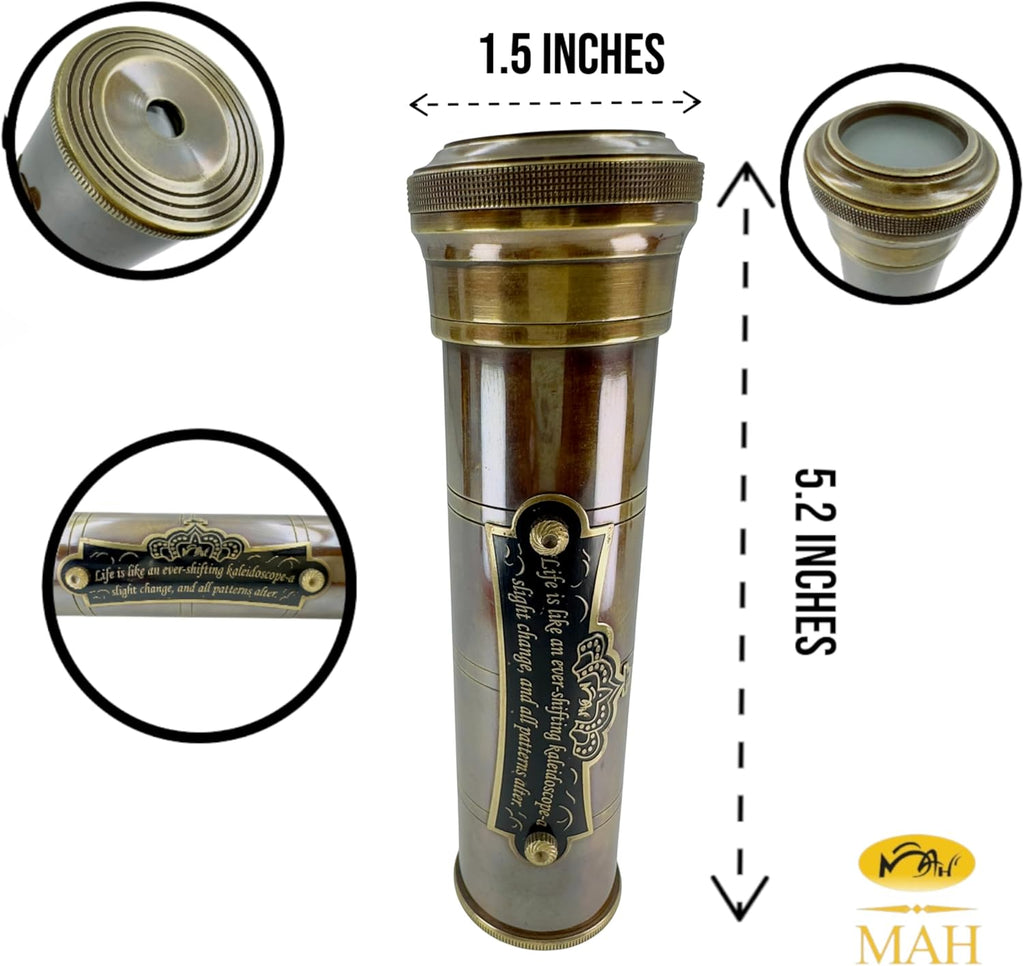 Handcrafted Brass Kaleidoscope - Vintage Nautical Collectible Gift for Adults & Collectors - Sentimental Keepsake
