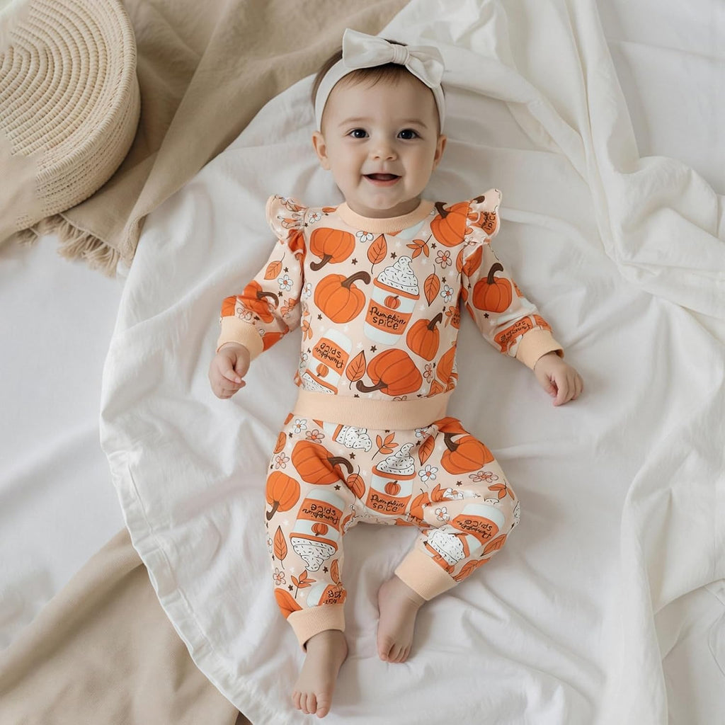 Newborn Toddler Baby Girl Outfit Ruffle Shirt and Pants Clothes