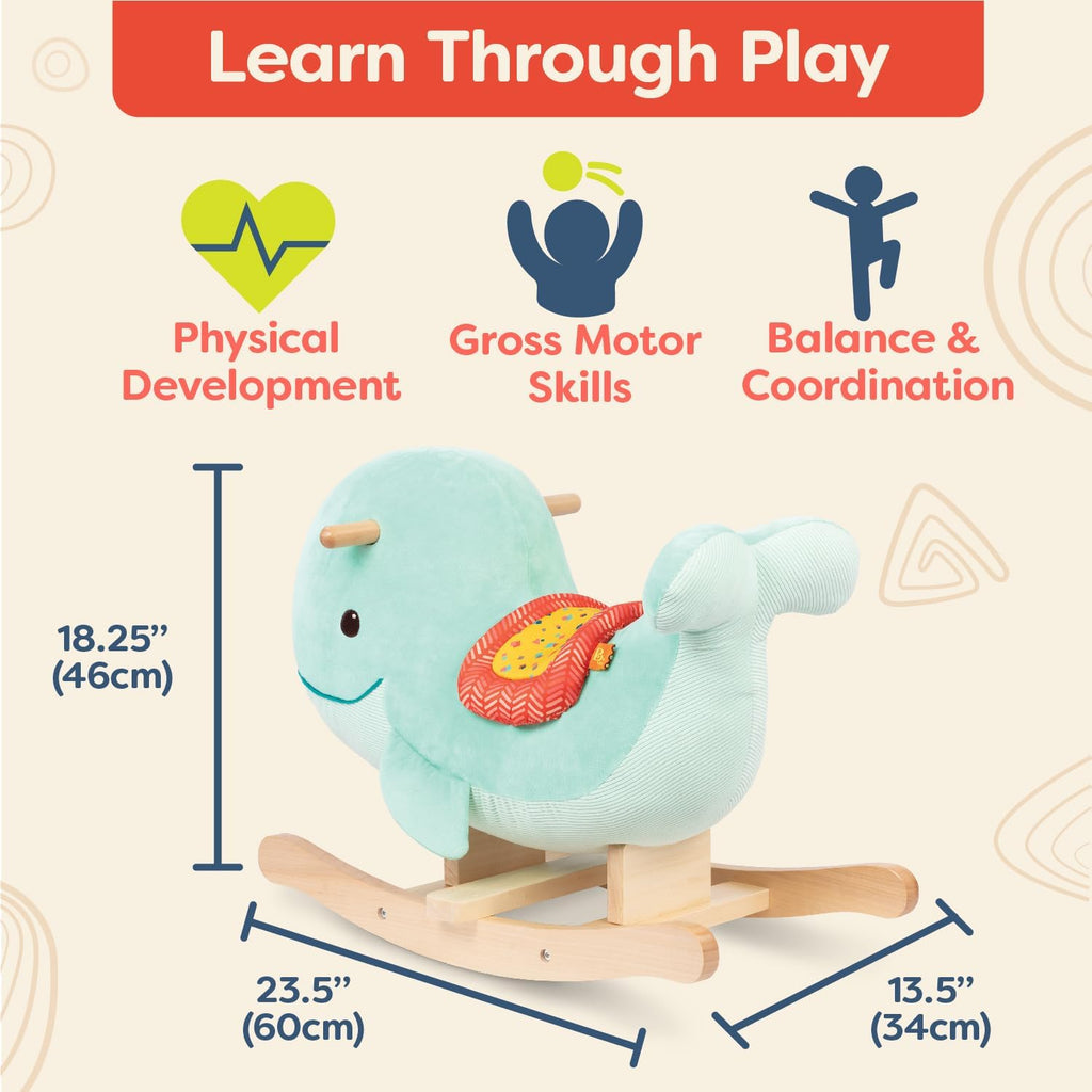 Whale Rocker Echo, Wooden Ride-On Toddler Rocking Whale, Soft Toys
