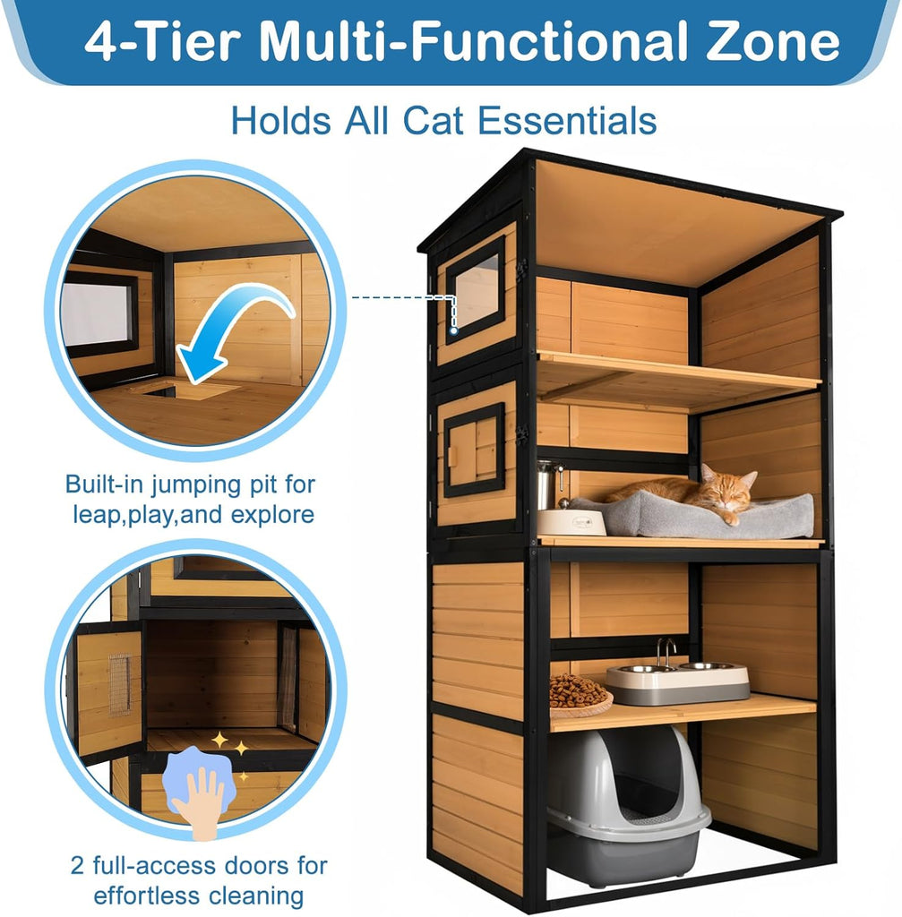 Catio Outdoor Cat Enclosure, 6 Platforms, Walk-in Door, Window Access