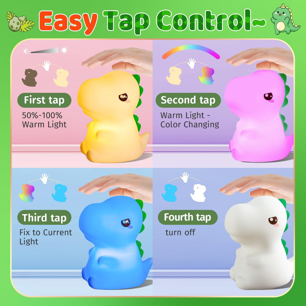 Dinosaur Toys for Kids 3-5, Remote 16 Colors Silicone Night Light for Kids