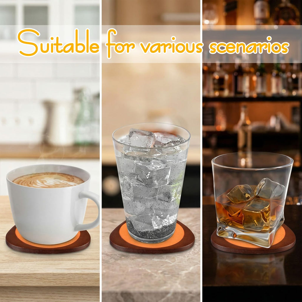 6 Pcs Mid Century Modern Coasters Wood Absorbent Coaster, Colorful