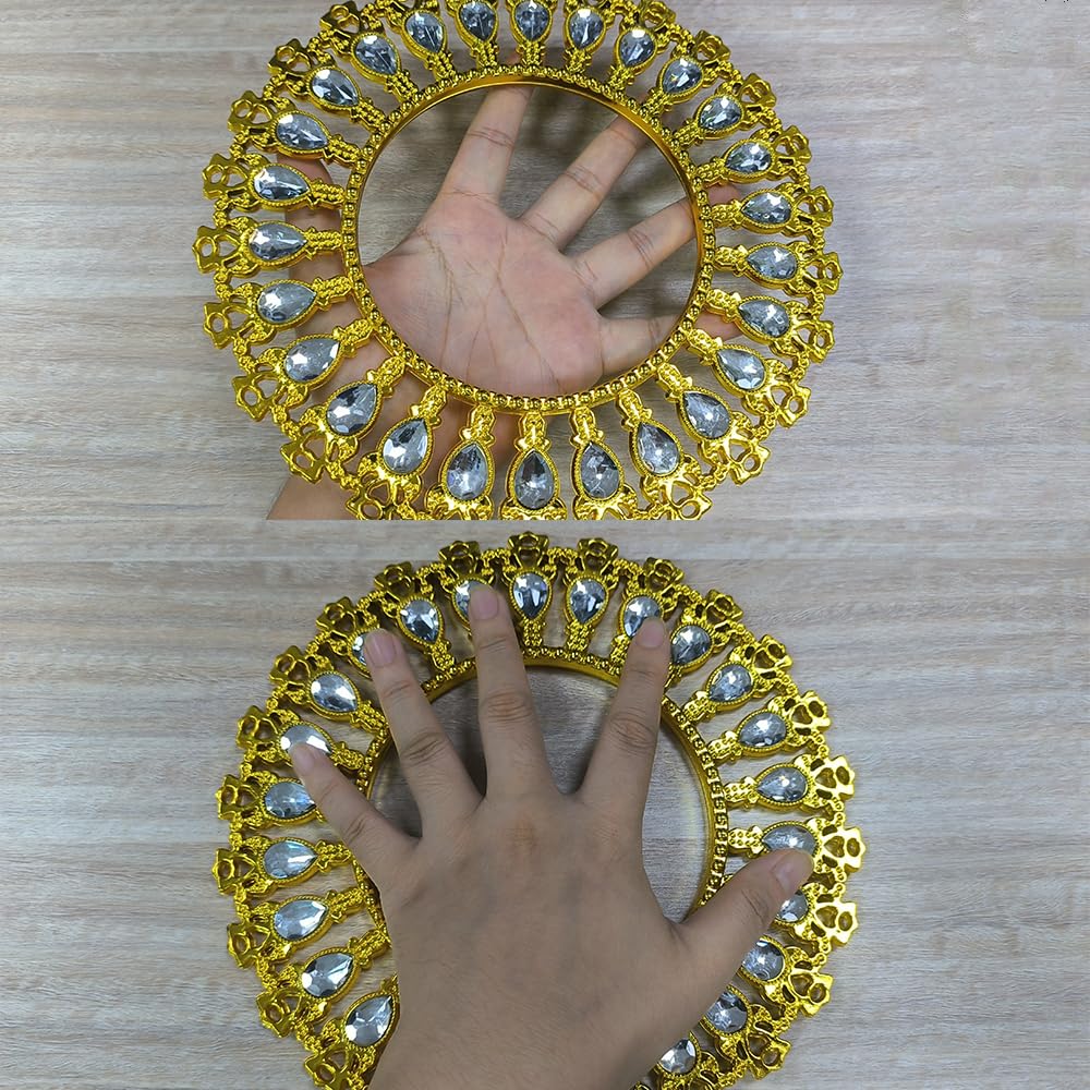Shiny Gold Curtain Tiebacks Round Holdbacks, 26 Crystals - 2 Pack