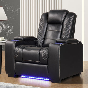 ANJ Power Home Theater Seating, PU Leather Electric Recliner Chair with Powered Headrest