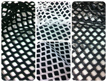 Big Hole Diamond Mesh on Stretch Polyester Spandex Fabric by The Yard (White)