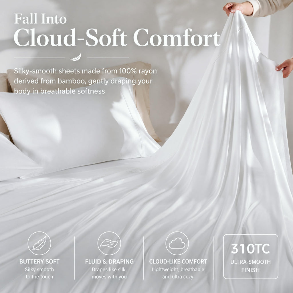 California King Bamboo Rayon Sheets, Soft Cooling Sheets Non Slip