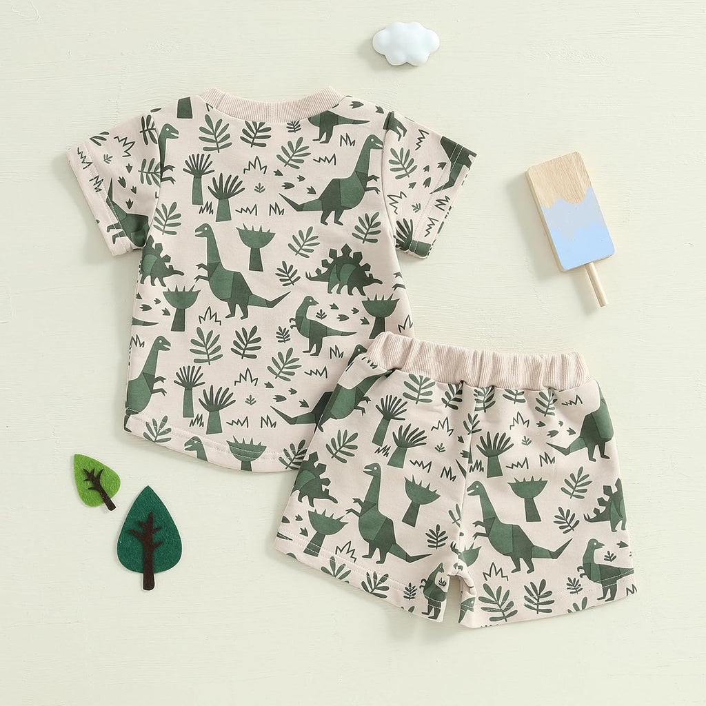 Toddler Infant Baby Boy Summer Dinosaur Outfit Newborn Kids Boys Short Sleeve T-shirt Spring Shorts Set