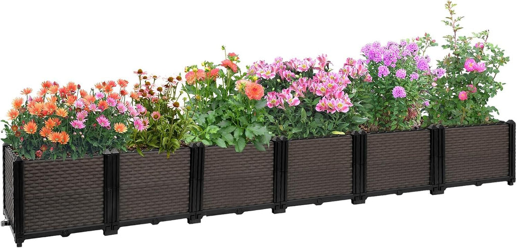 Large Raised Planter Box Outdoor Self Watering 94.4"x15.7"x14.2", Deep Raised Garden Bed - Elevated Garden Box with