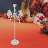 5 Arm Crystal Candelabra Centerpieces 49.21 Inch Tall Freestanding Silver Candle Holder Crystal Candle Standcoration