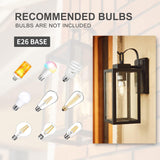 Outdoor Wall Lights, Matte Black Exterior Light Fixture with Clear Glass Shade, Waterproof Front Porch Lighting