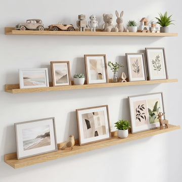 Floating Shelves for Wall, 48" Picture Ledge Shelf, White Oak