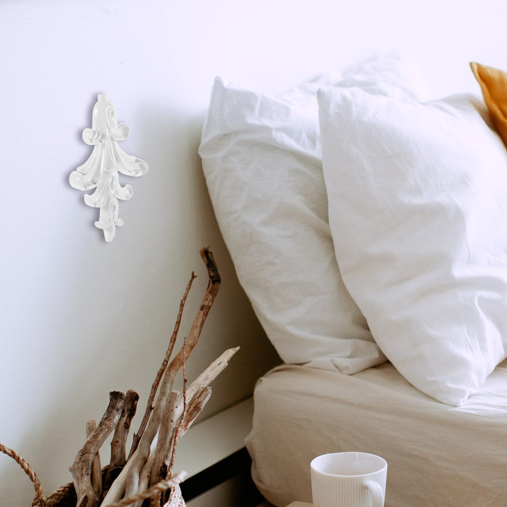 Resin Flower Onlay Wall Decor White Carved Accent