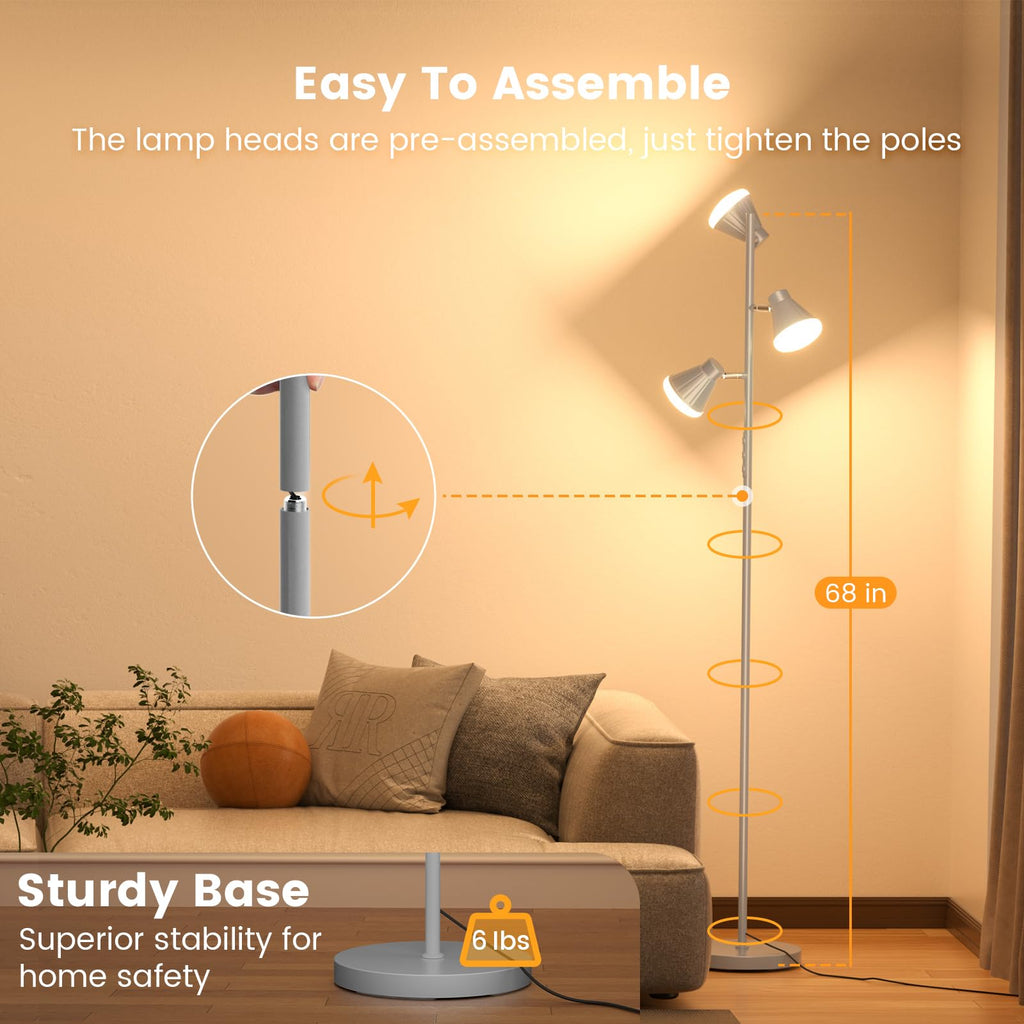36W LED Tree Floor Lamp with Remote Bedroom