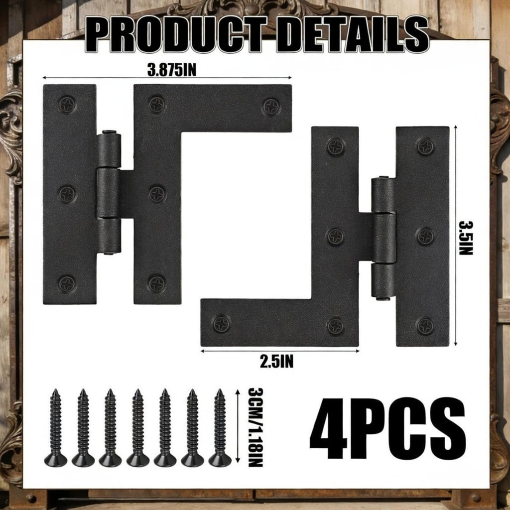 4 Pack Black Wrought Iron Hl Cabinet Hinge Black Powder Coated