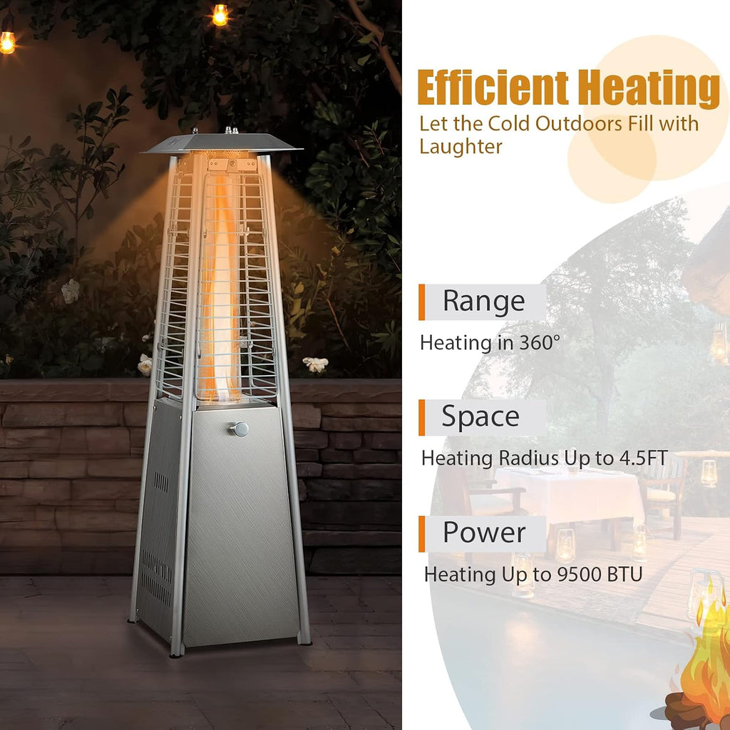 Pyramid Patio Heater, Outdoor Propane Patio Heating Machine | with Protective Cover, Dump & Flame-out Protection
