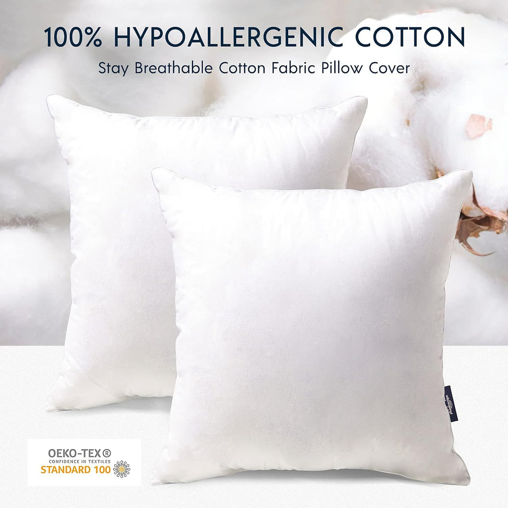 Throw Pillow Insert with 100% Cotton Cover, 20x20 Inch, 1 Pack
