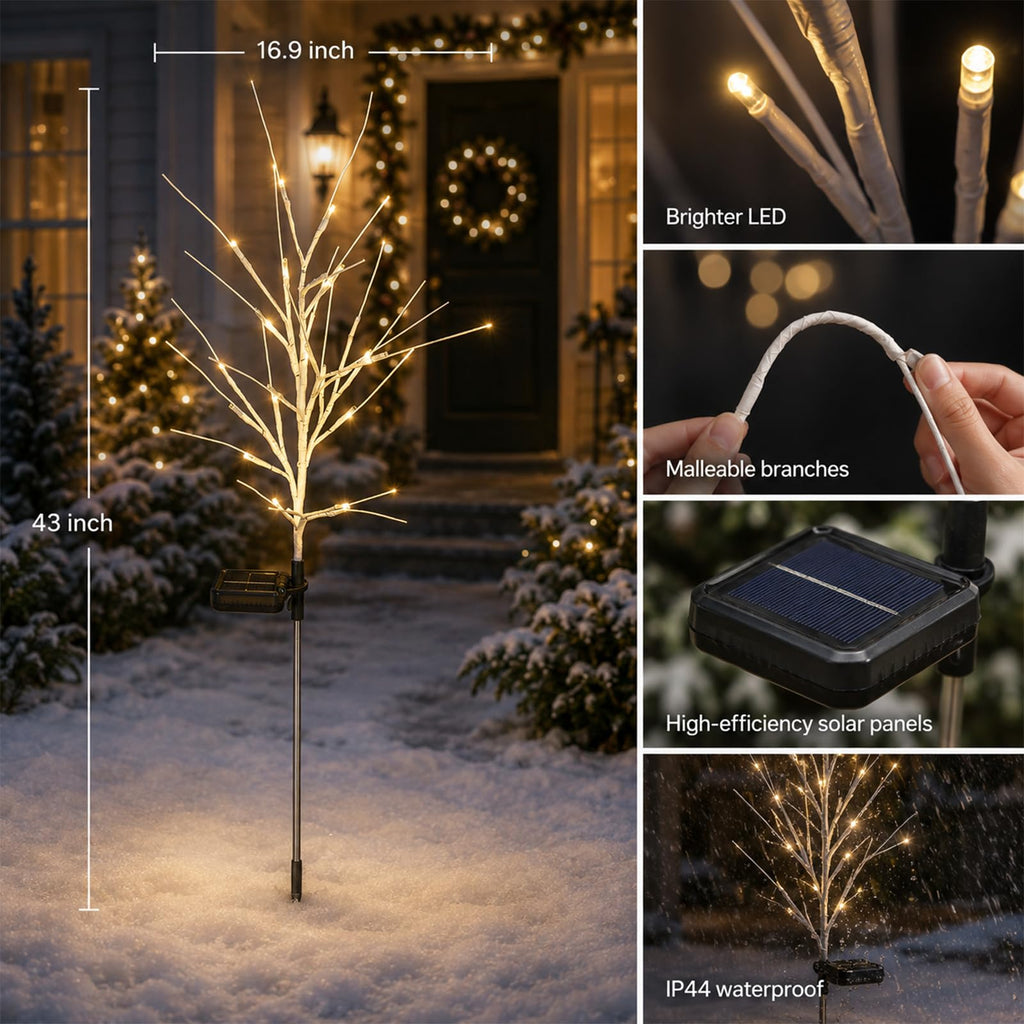 Christmas Decorations Outdoor Solar Christmas Tree Lights with 96 LED, Warm