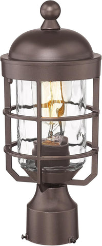 Outdoor Post Lights Lamp Post Light Fixture with Water Ripple Glass Industrial Lantern Cage