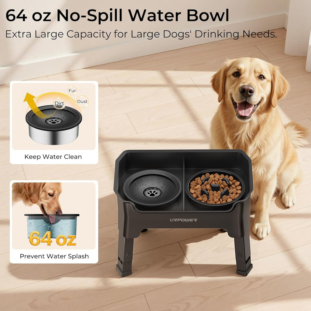Mess Proof Elevated Dog Bowls 4 Height Adjustable Raised Stand