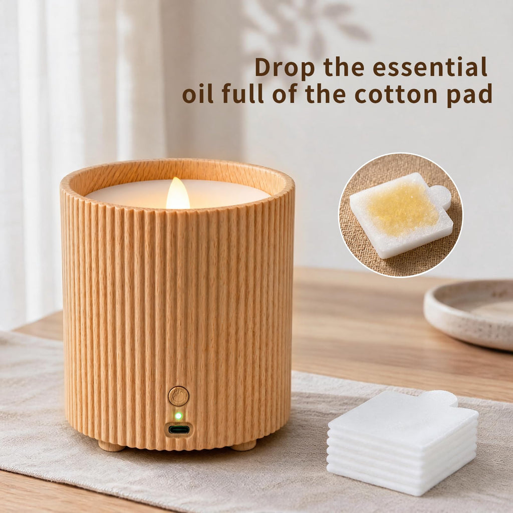 Rechargeable 2‐in‐1 Candle Lamp Essential Oil Diffuser, Waterless Aroma Diffuser, Essential Oil Diffuser with 12PCS