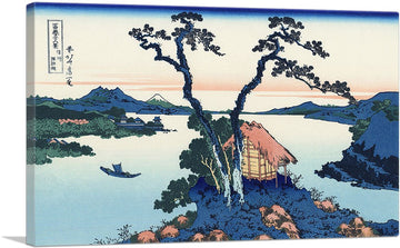 Lake Suwa in the Shinano Province 1830 Canvas Art Print Stretched Framed Painting Picture Poster Giclee Wall Decor by