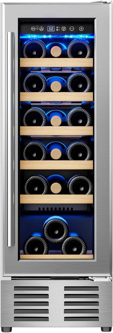 12 Inch Wine Cooler Refrigerator, Wine Fridge 18 Bottles, Built-in or Freestandi