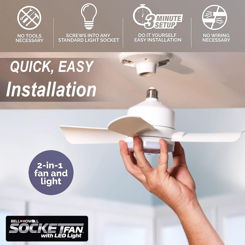 Socket Breeze Light 5-Speed Deluxe LED Ceiling Fans with Lights and Remote Control For Bedroom, Kitchen, Living Room,1000 Lumens / 5000 Kelvins A101-B0CQMXBDQS