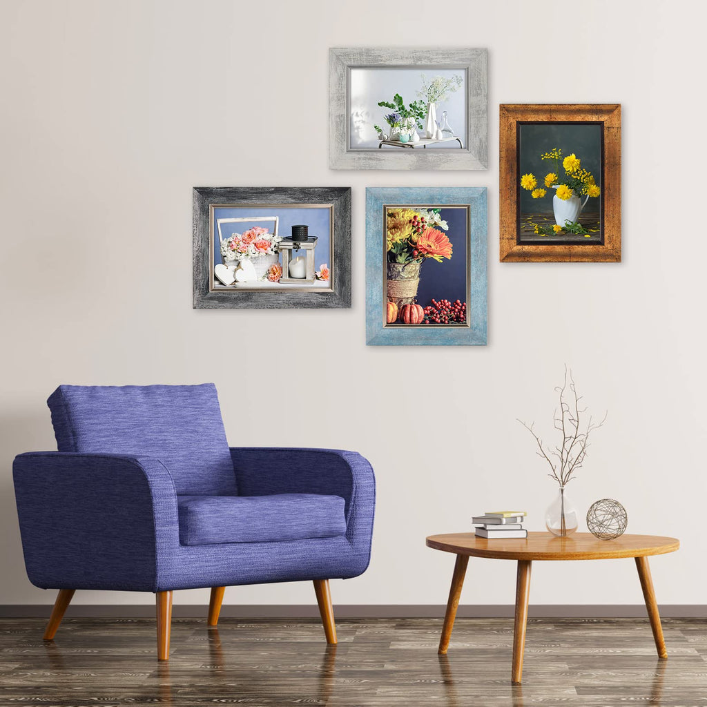 5x7 Picture Frames Set of 4, Rustic Retro Photo Frame(Multicolor)