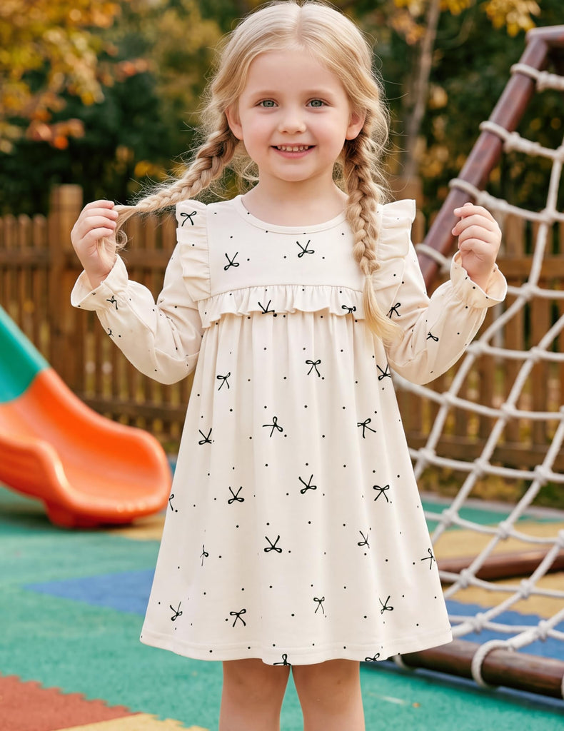Toddler Girl Ruffle Long Sleeve Dress Kids Daily A-line Dress
