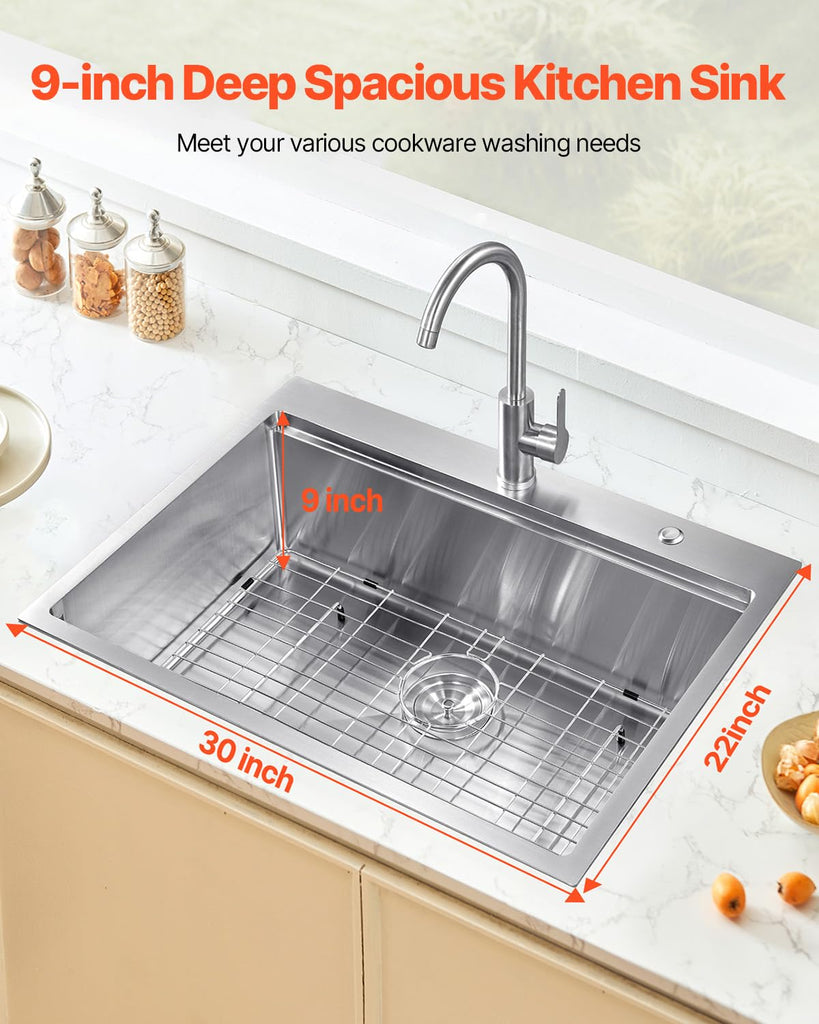 30 inches Kitchen Sink Workstation, Ledge and Multiple Accessories